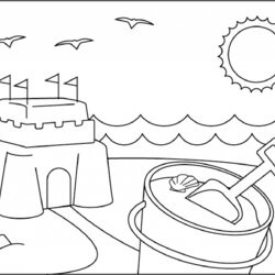 Superb Beach Coloring Pages Scenes Activities Sandcastle At The Page