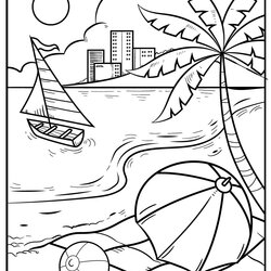 Splendid Beach Coloring Pages For Kids