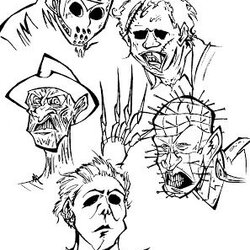 Jason Coloring Pages At Free Printable Horror Movie Movies Halloween Drawing Colouring Book Scary Color Adult