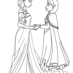 Excellent Frozen Characters Coloring Pages Kids Color Print Two Princesses Disney Children For