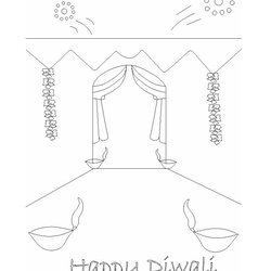 Diwali Coloring Pages Kids Printable Print Drawing Happy