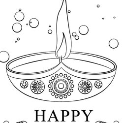 Matchless Happy Diwali Coloring Pages At Free Printable Candle Drawing Colouring Kids Craft Festival Template