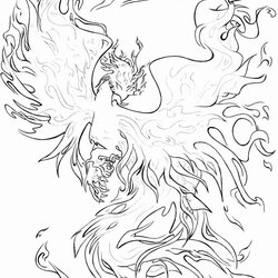 Out Of This World Elements Coloring Pages At Free Download Phoenix Printable Adults Fire Print Colouring