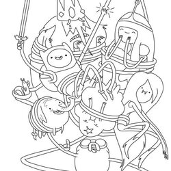 Printable Adventure Time Coloring Pages Cartoon Color Colouring Hora Para Funny Adventurer Characters Tattoo