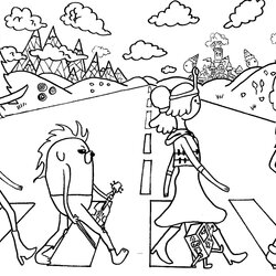 Spiffing Adventure Time Coloring Pages Best For Kids Beatles Printable Finn Print Road Abbey Color Princess