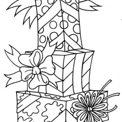 Excellent Christmas Coloring Page Presents Template