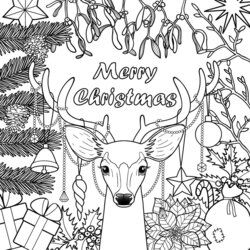 Admirable Christmas Coloring Pages Printable Print Adult Merry Reindeer Card Kids Adults Holiday Holidays