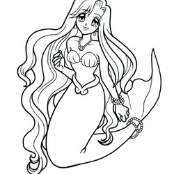 Tremendous Cute Mermaid Coloring Pages At Free Printable Kids Melody Drawing Color Cartoon Mermaids Print