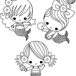 Matchless Cute Mermaid Coloring Pages Baby Easy Drawing Colouring Kids Mermaids Printable Little Sheets Tail