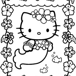 Great Cute Free Mermaid Coloring Pages Home Kitty Hello Mermaids Comments Swimming