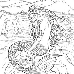 Peerless Mermaid Coloring Pages Printable Adult Adults Sheets Book Kids Fairy Mermaids Detailed Color Sea