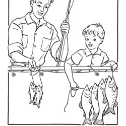 Fine Grandparents Day Printable Coloring Pages Fathers Father Fish Color Sheets Fishing Kids Grandpa Adult