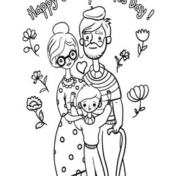 Outstanding Grandparents Day Coloring Pages Happy