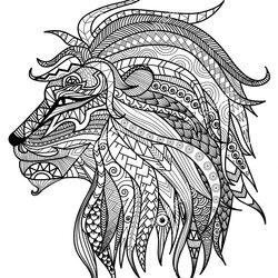 Eminent Lion Coloring Pages At Free Printable Adult Mandala Animal Tribal Drawing Adults Detailed Colouring