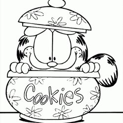 Out Of This World Get Simple Garfield Coloring Pages To Print For Preschoolers Jar Kids Drawings Cute Cookie