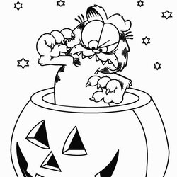Superlative Printable Garfield Coloring Pages To Kids Halloween Para