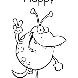 Excellent Happy Coloring Page Twisty Noodle Monster Pages Alien Hi Henry Cute Peace Funny Printable Print