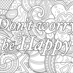 Fine Happy Coloring Pages Page Quotes Colouring Don Worry