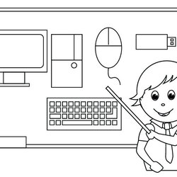 Computer Coloring Pages Best For Kids School Outline Computers Subject Teaching Flashcards Subjects Flashcard