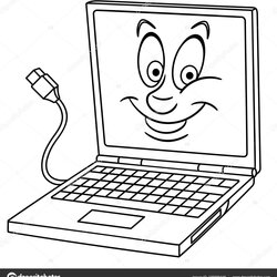 Superb Laptop Coloring Page Stock Illustration Notebook Computer
