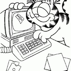 Tremendous Computer Coloring Pages Printable Color Garfield Characters Cartoon