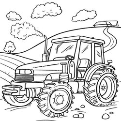 Supreme Printable Coloring Pages Tractors Tractor Field