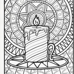Cool Christmas Coloring Pages For Adults Best Kids Candle Scene