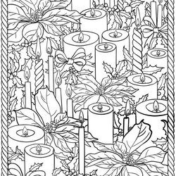 Exceptional Printable Coloring Pages Christmas For Adults Adult Candles Winter Dover Sheets Print Books Book
