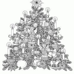 Great Printable Christmas Tree Coloring Pages For Adults Adult Difficult Print Colouring Hard Sheets Kids