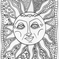 Champion Coloring Pages For Adults At Free Download Psychedelic Sun Drawing Print Printable Hippie Mushroom