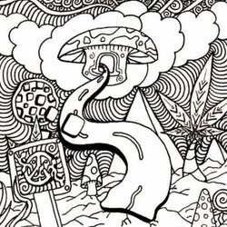 High Quality Get This Challenging Coloring Pages For Adults Adult Mushroom Hippie Print Printable Psychedelic