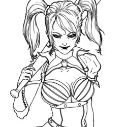Fine Harley Quinn Coloring Pages For Kids And Adults American Comic Books