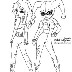 Terrific Coloring Pages Harley Quinn At Free Printable Joker Girls Death Two Color Print Silhouette Popular
