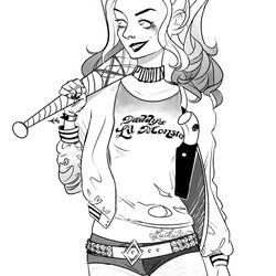 Out Of This World Harley Quinn Suicide Squad Coloring Page Printable Pages Drawing Color Info