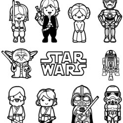 Small Star Wars Characters Kids Coloring Pages Color Funny Children Book Printable Sheets Lego Sheet Cartoon