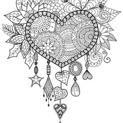 Tremendous Free Online Coloring Pages For Adults Easy Mandala Dreams Catcher Heart