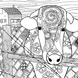 Easy Coloring Pages For Adults Best Kids Farm Cow Animal Printable Adult Mandala Abstract Simple Head Ups