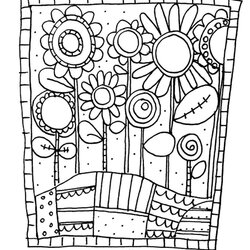 Great Adult Simple Flowers Coloring Page Printable Pages Print