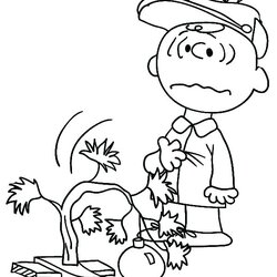 Eminent Charlie Brown Characters Coloring Pages At Free Christmas Thanksgiving Tree Kids Printable Peanuts