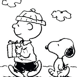 Exceptional New Charlie Brown Coloring Pages Free Printable Snoopy Christmas Bring Present Print Color Sheets