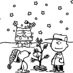 Fine Charlie Brown Christmas Coloring Pages At Free Snoopy Peanuts Drawing Comics Holidays Printable Kids
