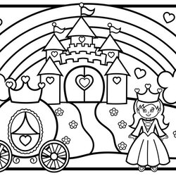 High Quality Princess Castle Coloring Page Learn To Draw Rainbow Carriage