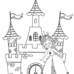 Marvelous Princess In Castle Coloring Page Pages Corgi Unicorn
