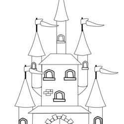 Castle Coloring Page Free Printable Pages For Kids Fantasy Drawing Disney Template Castles Simple Paper
