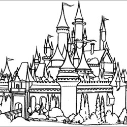 Excellent Princess Coloring Pages Castle Page Girl Birthday Disneyland Sleeping Cinderella Disney Beauty