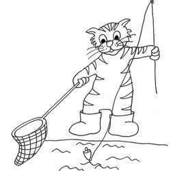Champion Free Printable Cat Coloring Pages For Kids Cats Fishing Boots Print Funny Page Of