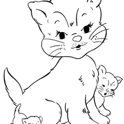 Exceptional Realistic Coloring Pages Of Cats Cat Printable Color Kids Kitten Baby Kitty Kittens Cute