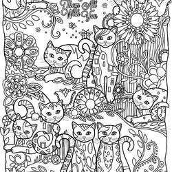 Wizard Cat Coloring Pages To Print Cats Kids Children Little Simple Lovely For