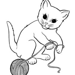 Admirable Coloring Pages Of Cats Playing Cat