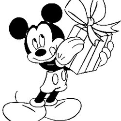 Mickey Mouse Coloring Pages Minnie Christmas Template Drawing Printable Disney Present Friends Tree Got Clip